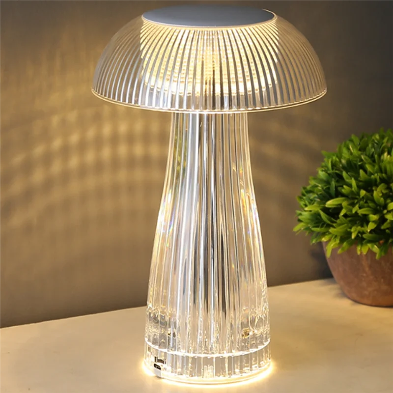 AF90-Jellyfish Night Lights Mushroom Atmosphere Table Lamps Button Switch Bedroom Bedside Portable Decoratetion Night Lamp