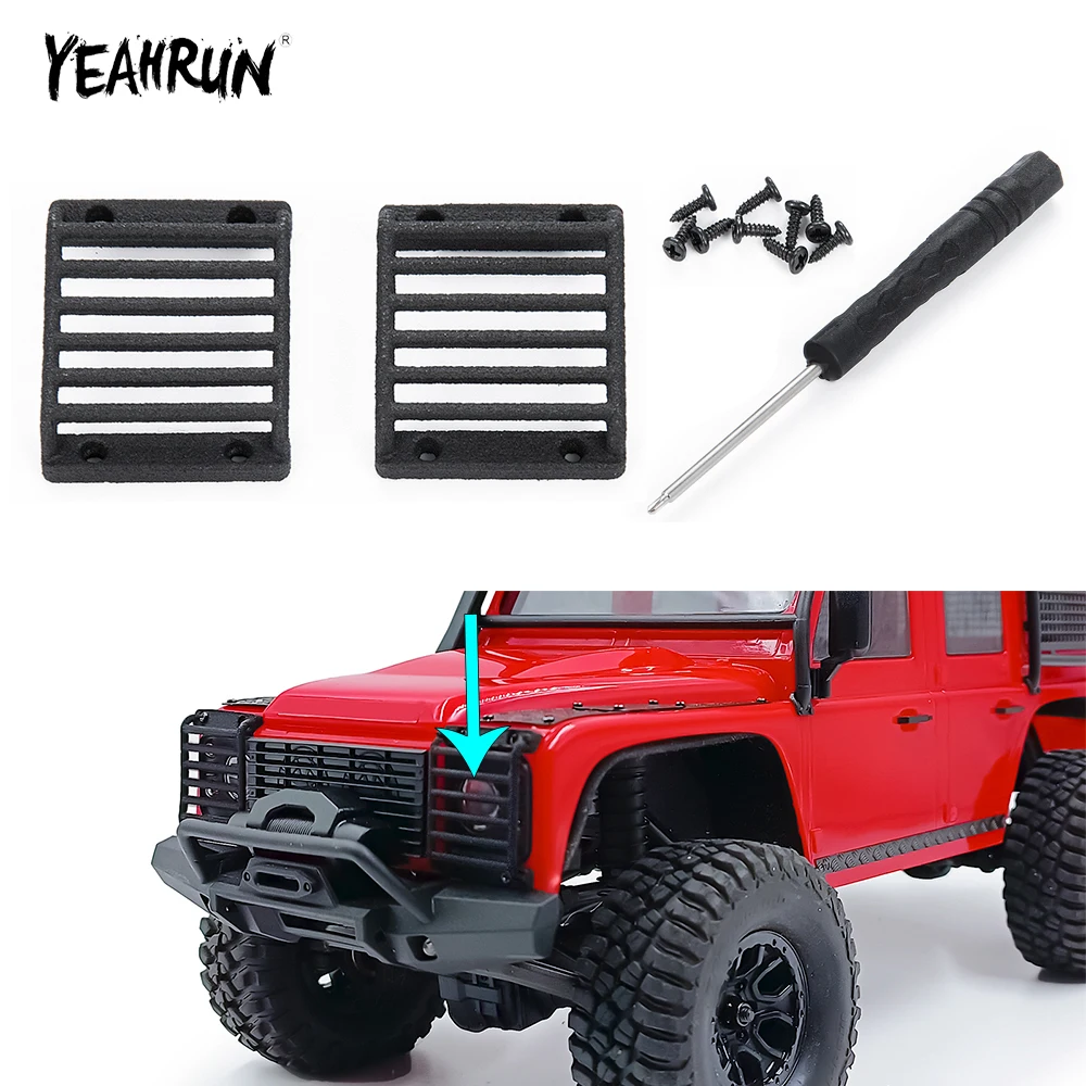 YEAHRUN 2 Pcs Front Lamp Guards Headlight Cover Guard Grille for 1/18 TRX-4M Defender 1/10 SCX10 III AXI03006 Crawler Car Parts