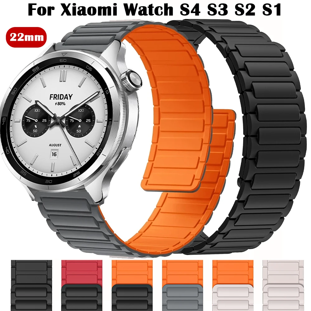 Magnetic Silicone Strap For Xiaomi Watch S4 S3 S2 S1/Pro/Active Sports Band Correa For Xiaomi Watch 2 Pro Color 2 22mm Bracelet