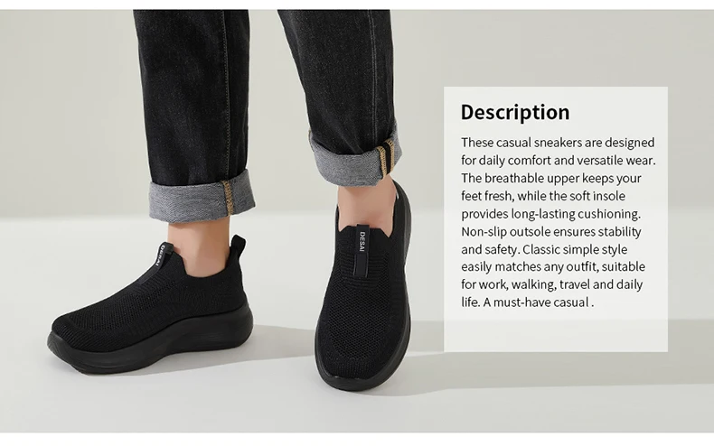 Desai Herren Hands-Free Slip-On Mesh Walkingschuhe, Atmungsaktive Leichte Bequeme Freizeitsneaker, Vielseitige Schuhe für Herbstmode – Detail 7