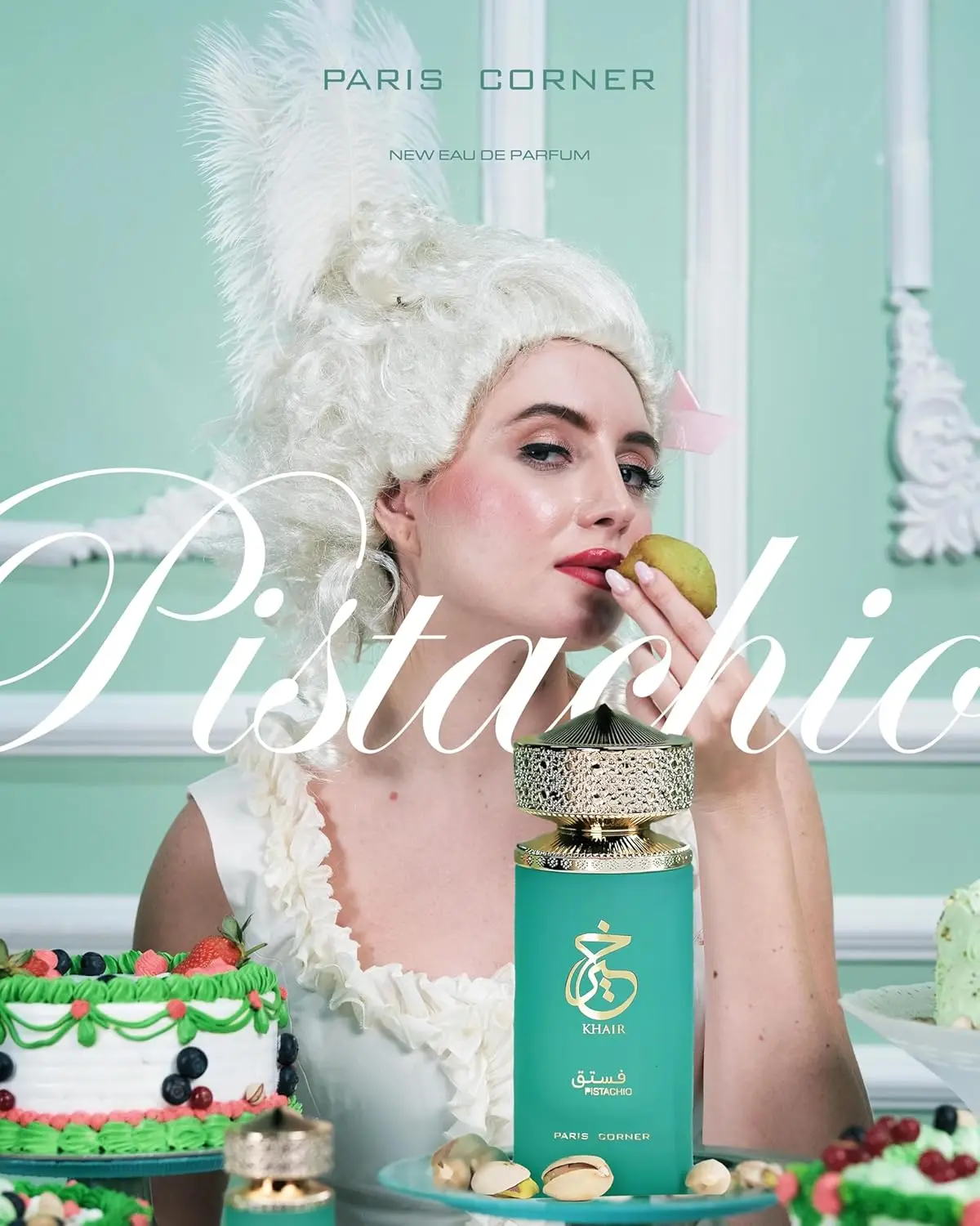 Paris Corner Khair Pistache Eau De Parfum 3,4 onças / 100ml – Doce Gourmand Nutty Perfume Unissex de Longa Duração, Presente de Luxo
