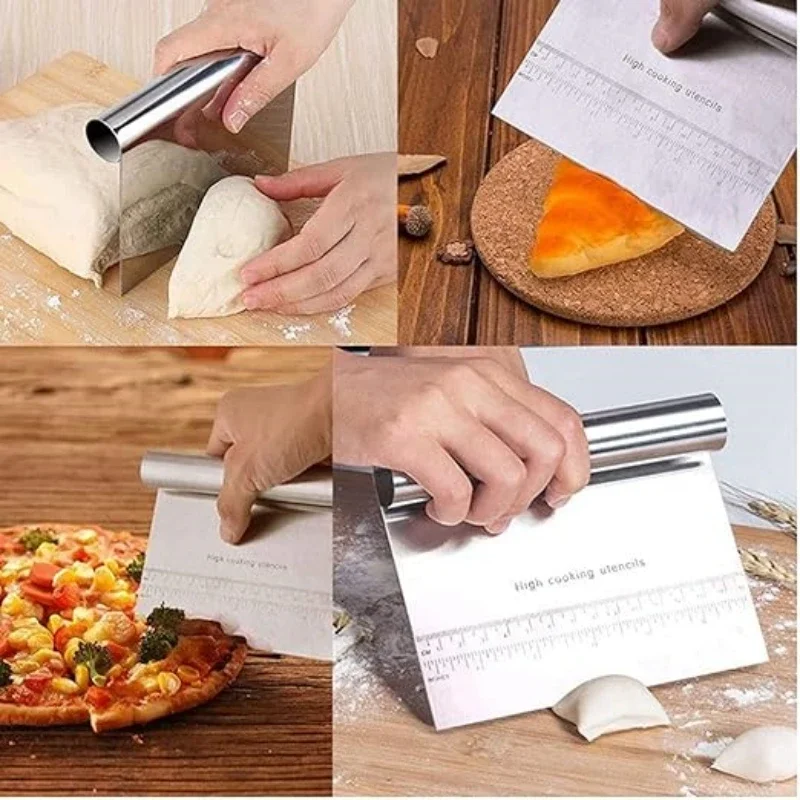 כלי מדידה לעוגות מפלדת אל-חלד בעל כלי מדידה לעוגות חמאה פיצה לחם בצק מראה פוליש