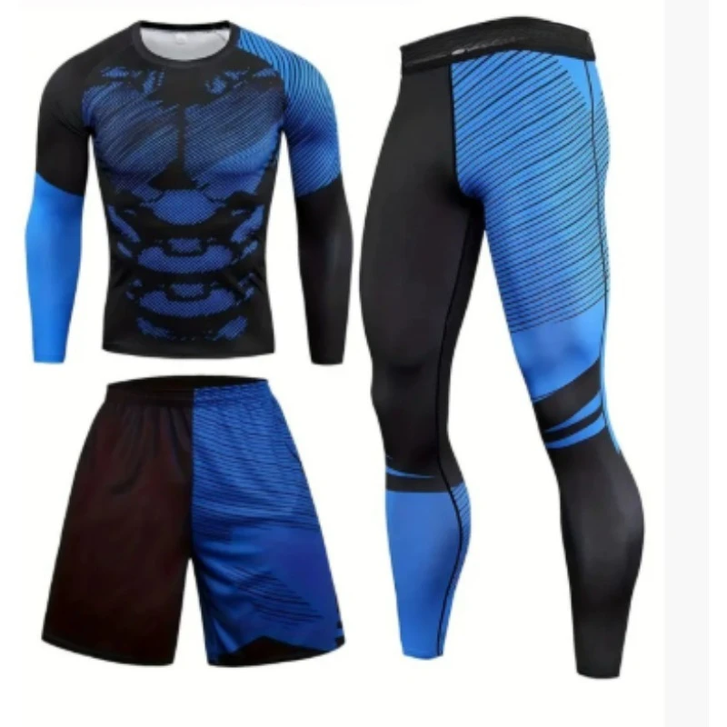 مجموعة الملابس الداخلية للرجال، ملابس رياضية للجري والتدريب، طبقة أساسية مضغوطة، بدلة الركض للرجال، بدلة MMA للصالة الرياضية