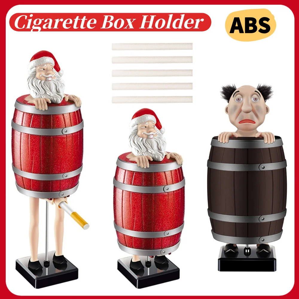 Funny Cigarette Holder Strange Uncle Santa Funny Wooden Barrel Skull Pig Holder Prank Cigarette Box Ornaments Prank Gift