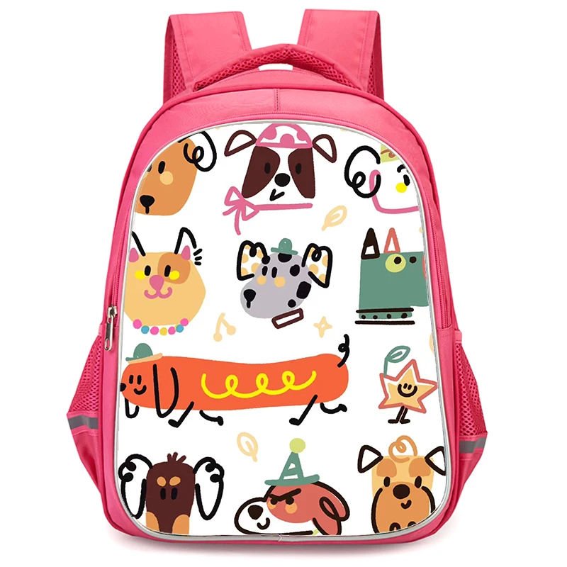 

Girls School Backpack with Double Zipper Pocket,Pink Cartoon School Bags,Durable 16-in Kids Bags for Pupil Students