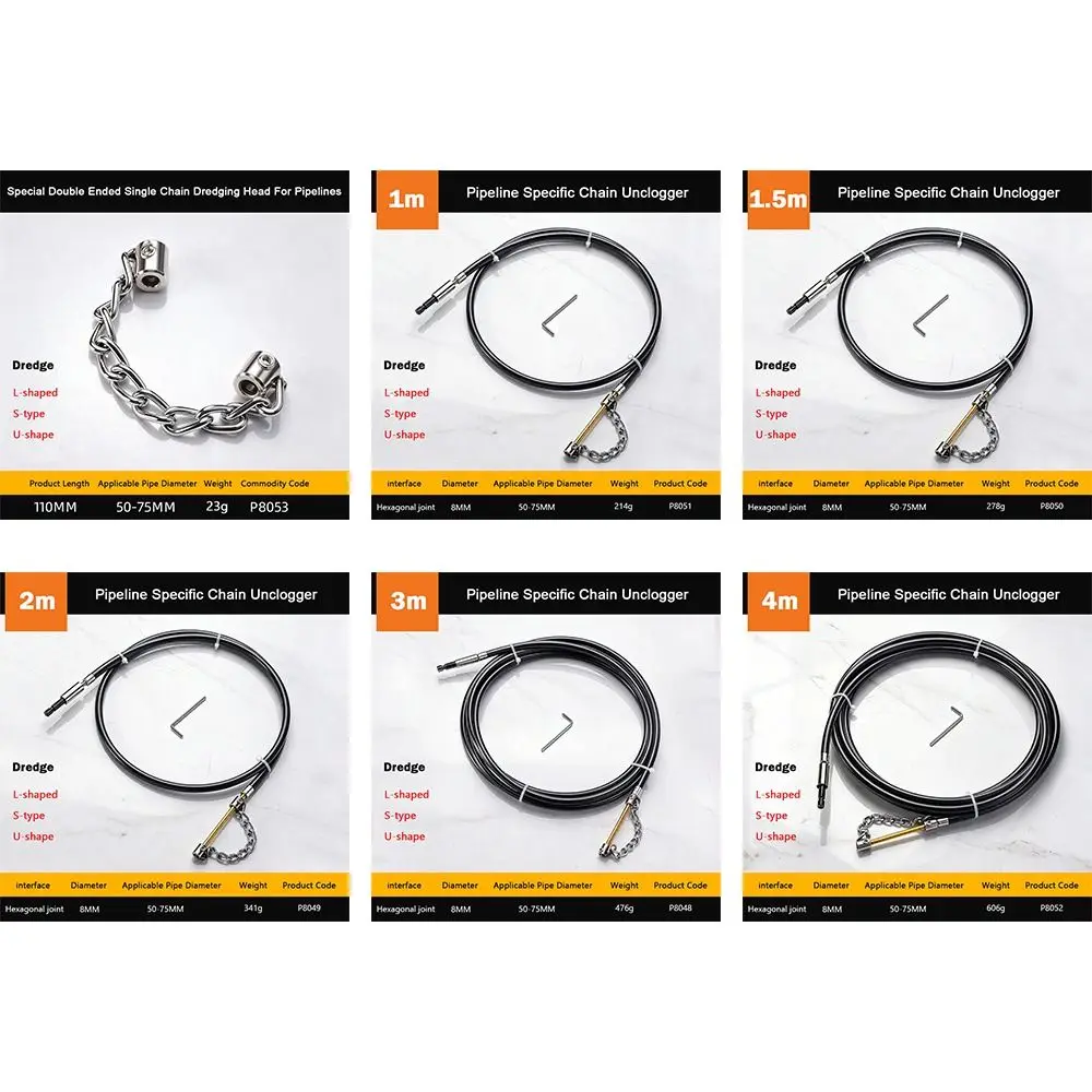 D9 Multifunctional Drain Pipe Dredger Chain Structure Adjustable Size Sink Drain Cleaner Household Applicable Blockage Clearing
