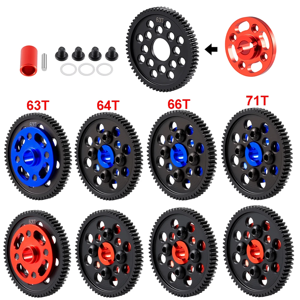 AXSPEED acier 63/64/66/71T engrenage droit et support d'engrenage ensemble d'engrenages à grande vitesse pour Tamiya TT-02 TT02 1/10 RC pièces de mise à niveau de voiture