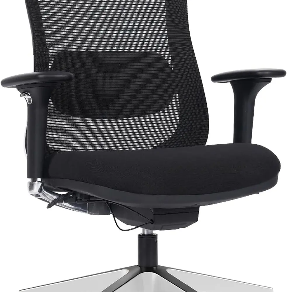 

Эргономичное кресло со средней спинкой из сетки и ткани черного цвета с хромированной основой, сертифицированное BIFMA