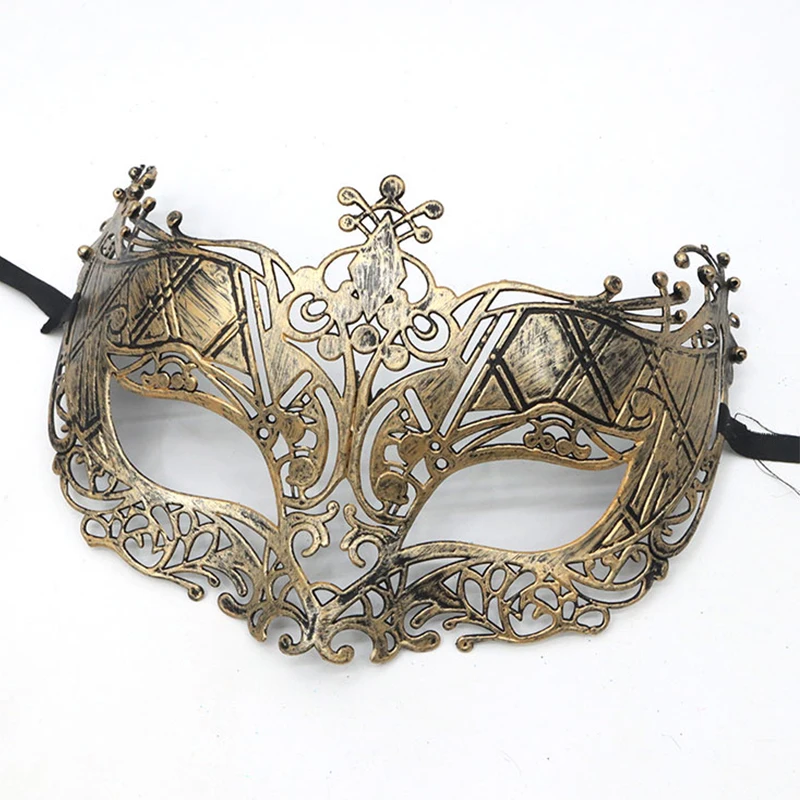 

Halloween Ball Party Mask Retro Prince Flat Head Mask Antique Bronze Half Face Mask Black Decorative Men's and Women's