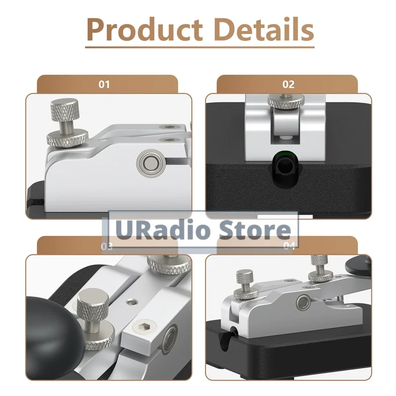 Laomao Old Cat CW Morse Key Straight Key 3.5mm Key Plug Heavy Base Adjustable Manual Telegraph Keyer for Ham Radios QRP FT-817