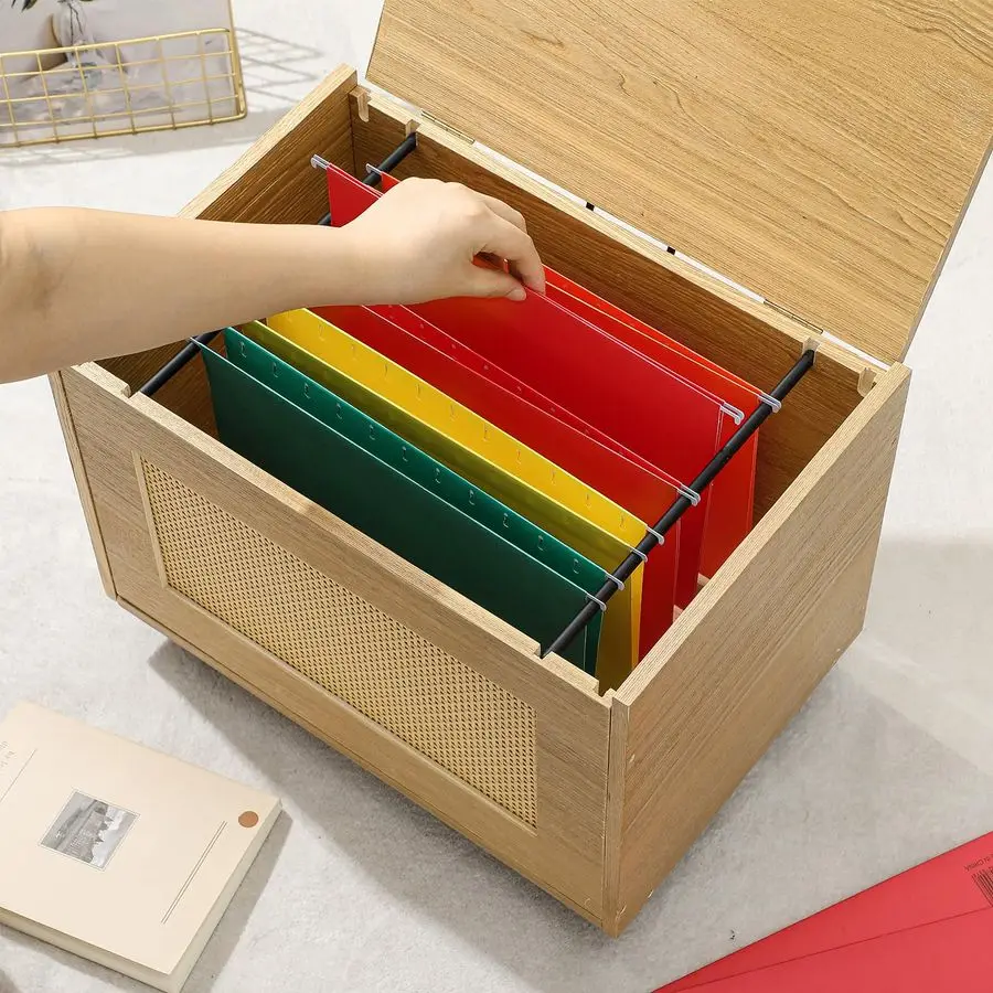 صندوق منظم الملفات المعلق مع غطاء خزانة الملفات الخوص المتدحرجة للمكتب المنزلي للحجم القانوني للرسالة #5