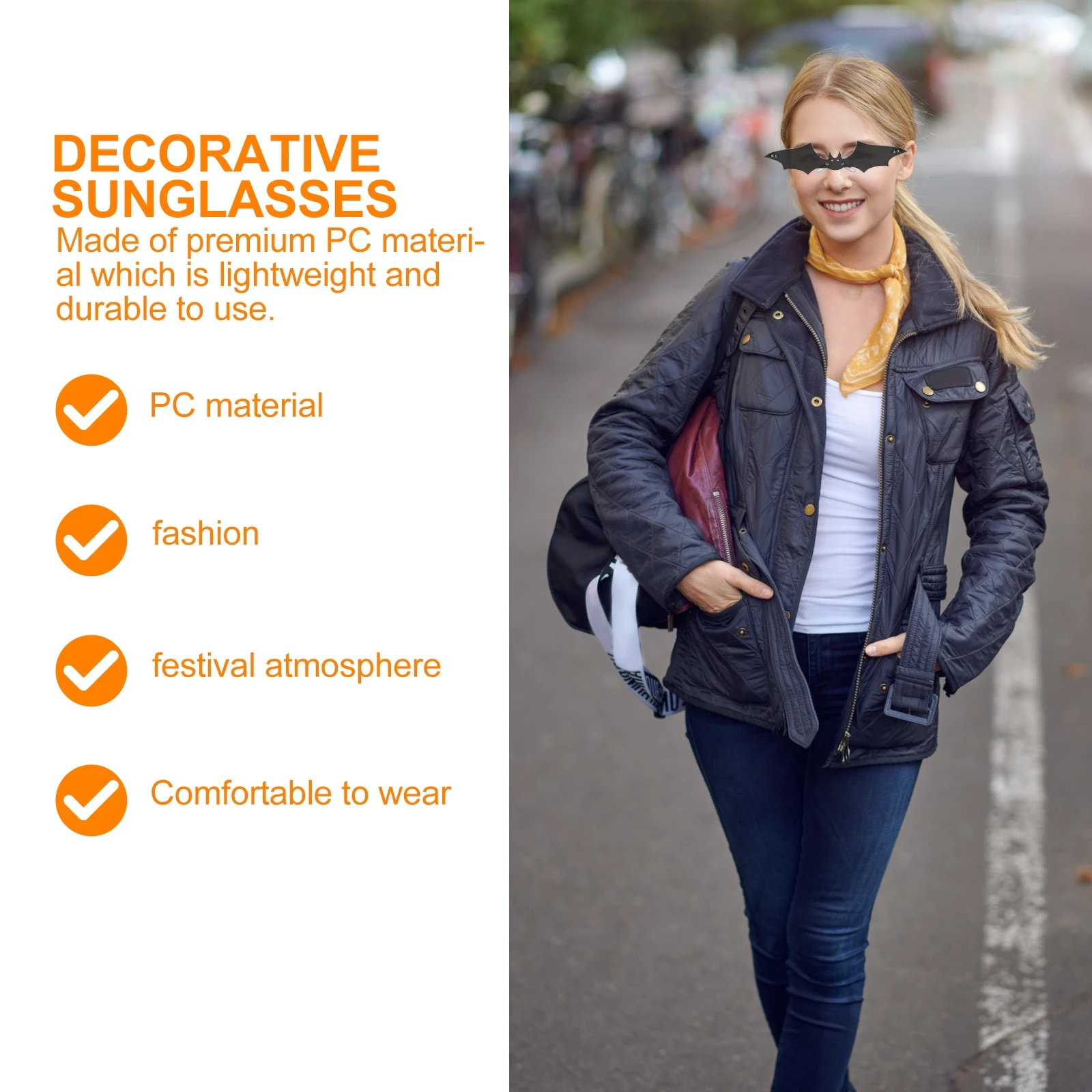 

Funky Bat Sunglasses Lightweight Frameless Cool Eye Glasses for Halloween Party Cosplay Beach Stylish Eyewear Show