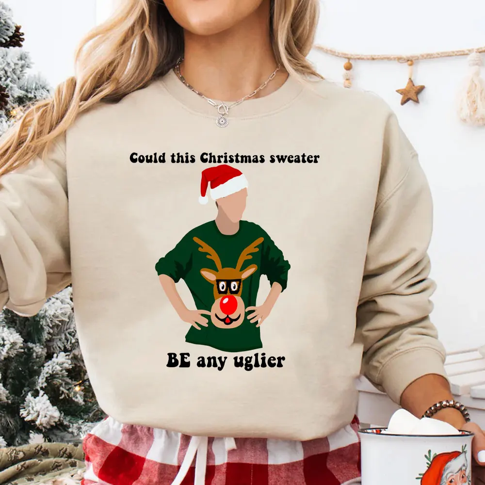 Could This Christmas Sweater BE Any Uglier Women's Christmas Sweatshirt Round Neck Tops New in Sweatshirts Winter Clothes Women