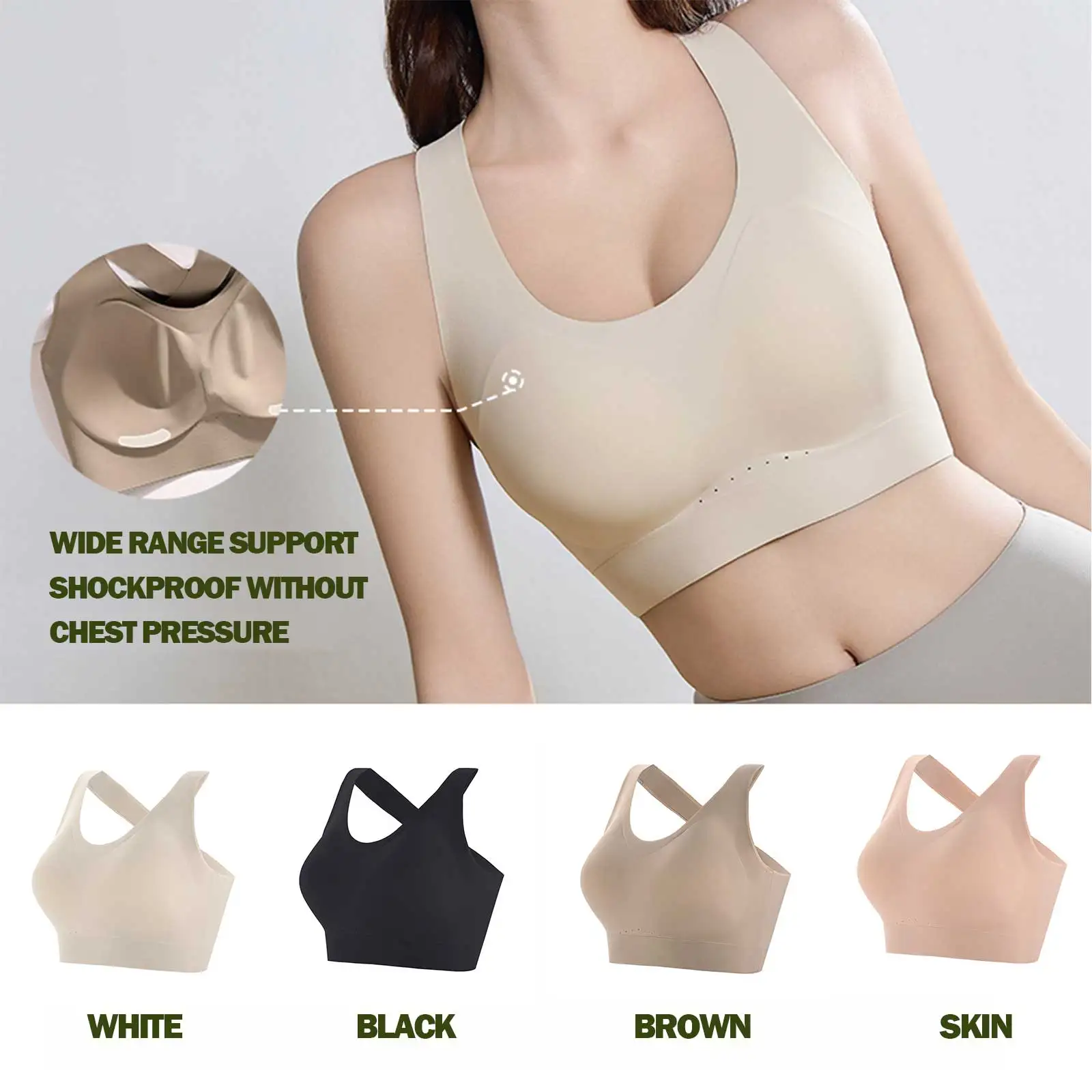 New Light Sports Vest Bra for Women Top Support Breathable Large Size Underwear Running Yoga Seamless Brassiere High Quality