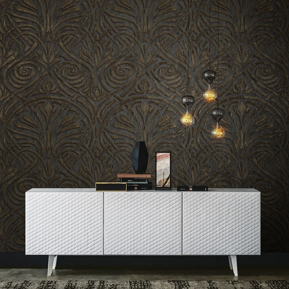 European 3D Embossed Geometric Wallpaper for Bedroom Living Room TV Sofa Background, Mottled Metallic Wall Paper Roll for Walls