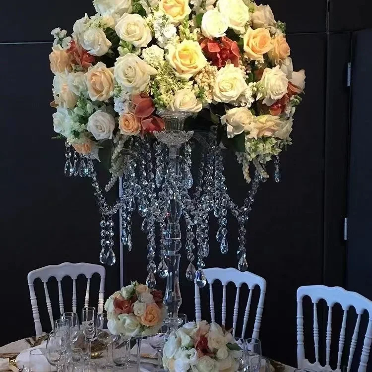 European 9 Arms Crystal Candelabra Glass Candelabras Centerpieces For Wedding Table Decor