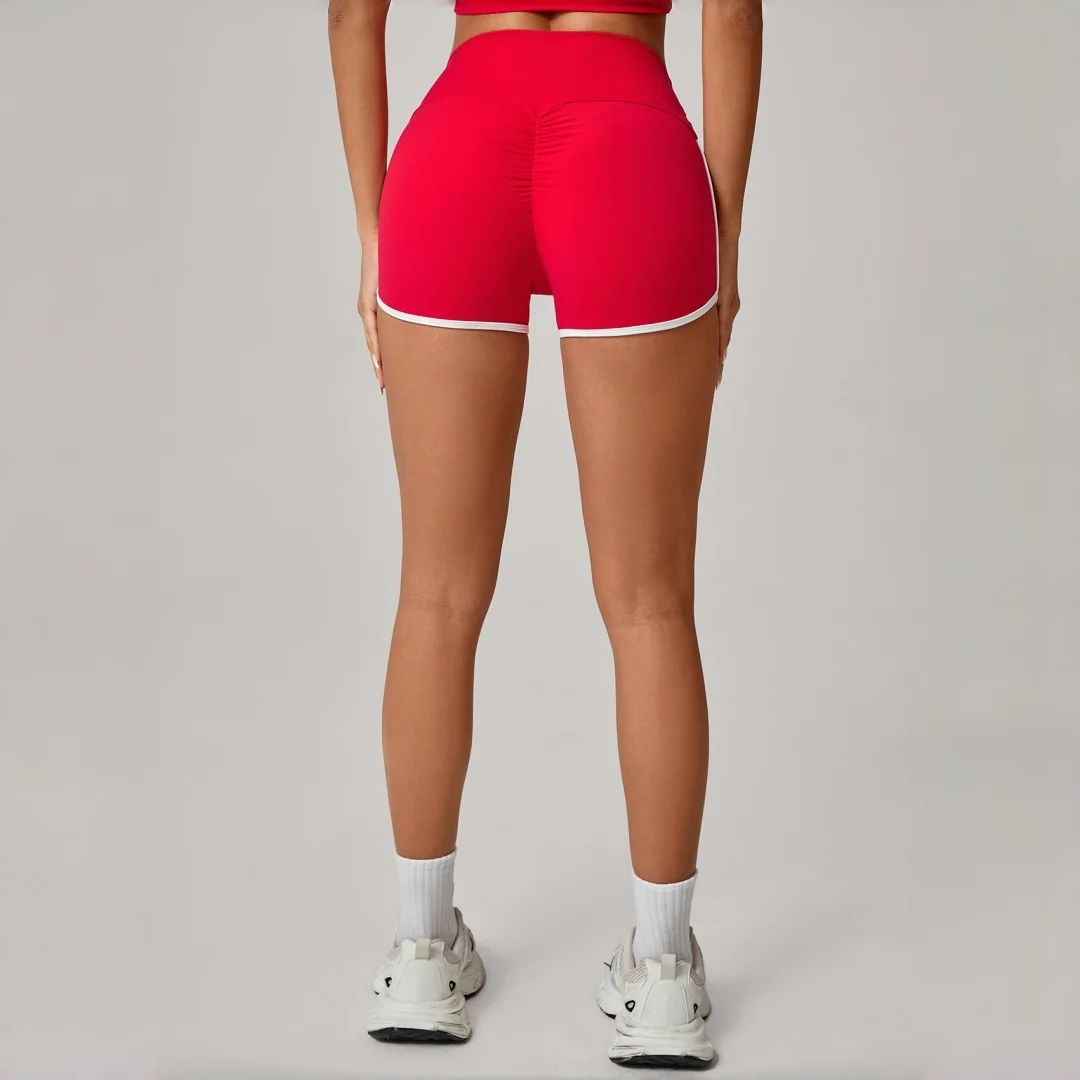 

Узкие спортивные шорты персикового цвета с высокой талией для фитнеса, новые цветные шорты для йоги, одежда для бега, танцев, тренировок, спортивные шорты для женщин