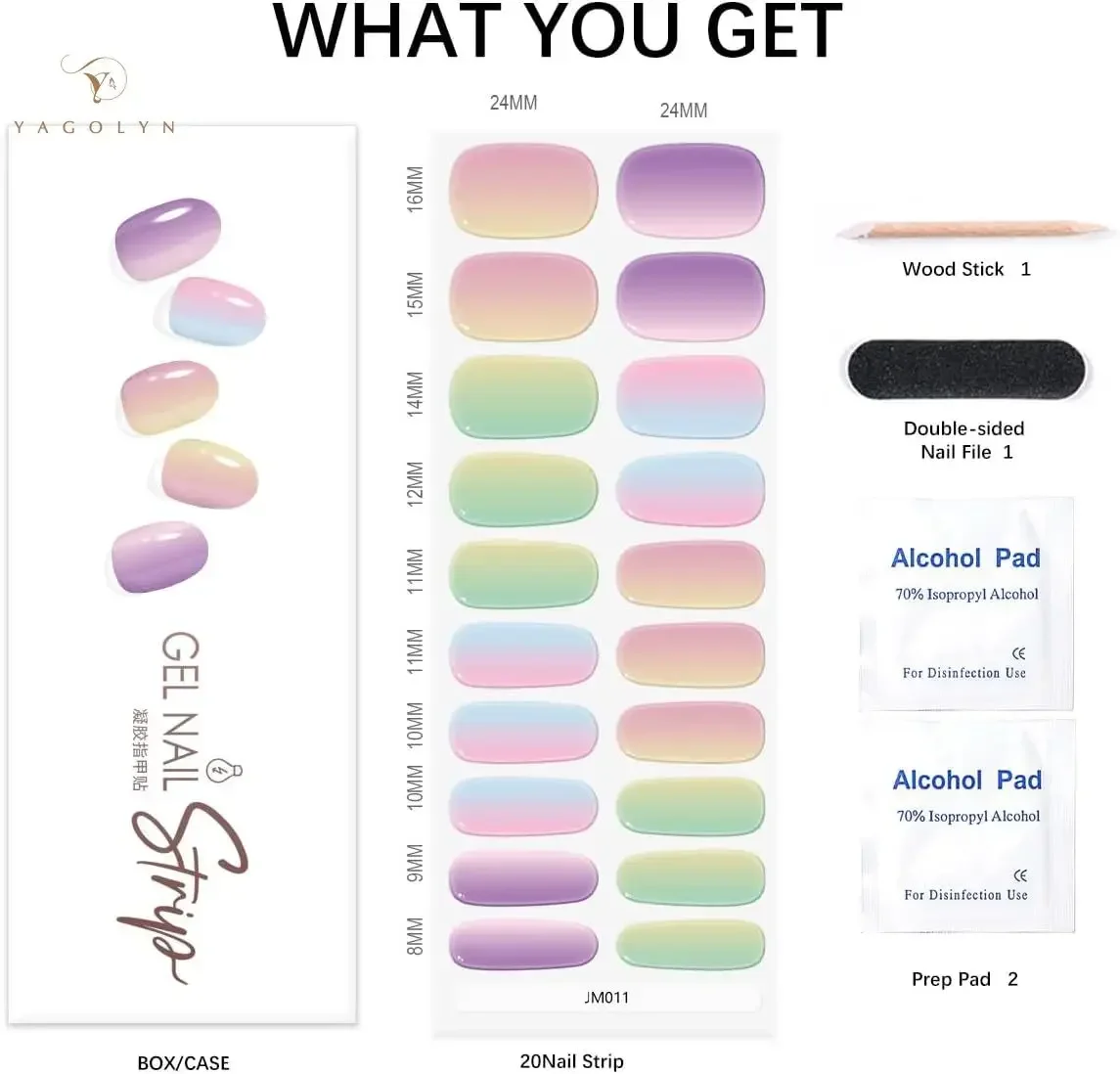 16 Tipps UV-Gel Nagel aufkleber wasserdichte halb gebackene Nagellack paste 16 Finger langlebige halb gehärtete Gel Nail Art Dekorationen