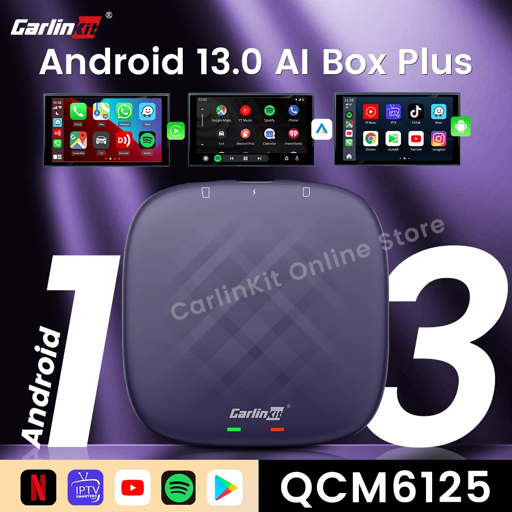 

CarlinKit 2024 Android 13 CarPlay TV AI Box 8GB+128GB QCM6125 8-Cores Wireless CarPlay/Android Auto for streaming FOTA Upgrade