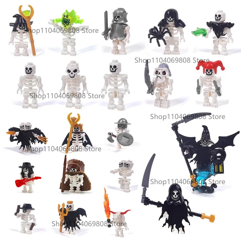MOC Halloween Bausteine Skelett Armee Ritter Figuren Flamme Pferd Mittelalterlichen Vampir Möbel Montage DIY Ziegel Spielzeug Geschenke – Detail 6