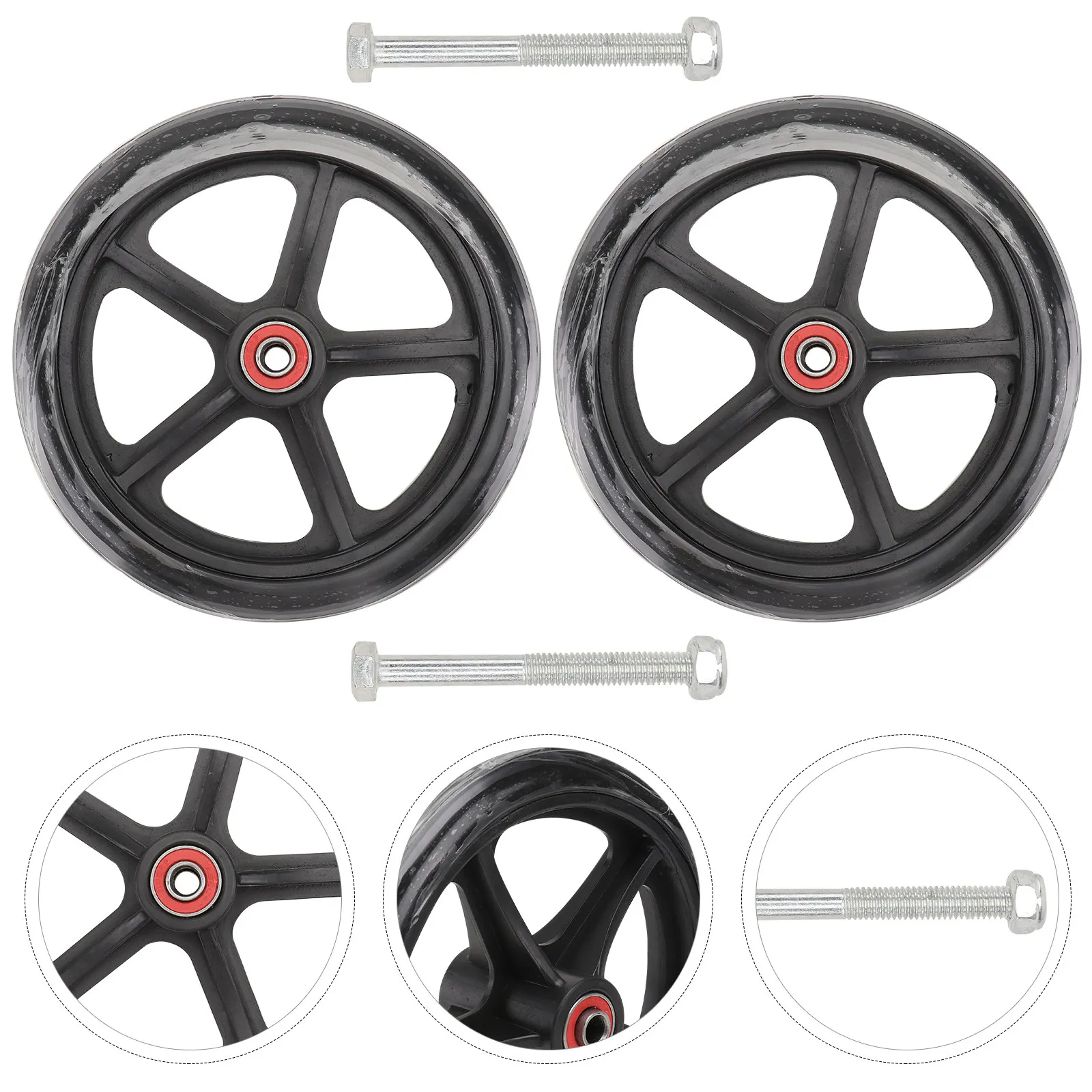 

2Pcs Wheelchair Front Wheel 7 Inch Replacement Wheel Assembly for Elderly Patient Wheelchairs Strong Load Bearing Ball Bearing