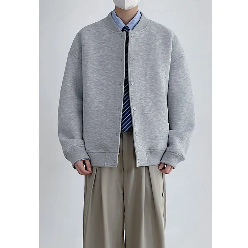 

150kg Plus Size Men's Retro Simple Solid Color Baseball Suit Jacket 2024 New Spring and Autumn Loose BF Style Casual Coat Top