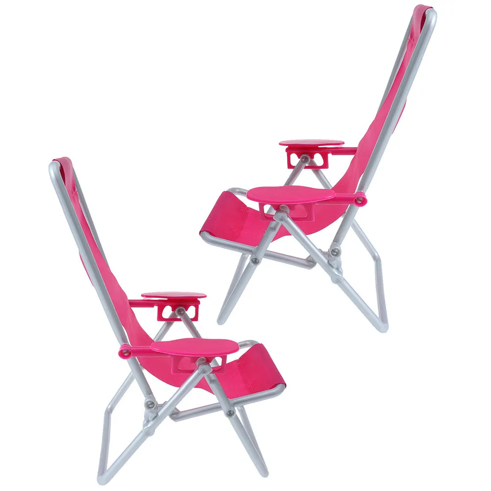 

2Pcs Miniature Beach Chair for Mini House Decoration Fun Foldable Small Size Kids Imagination Hands on Ability Micro Landscape