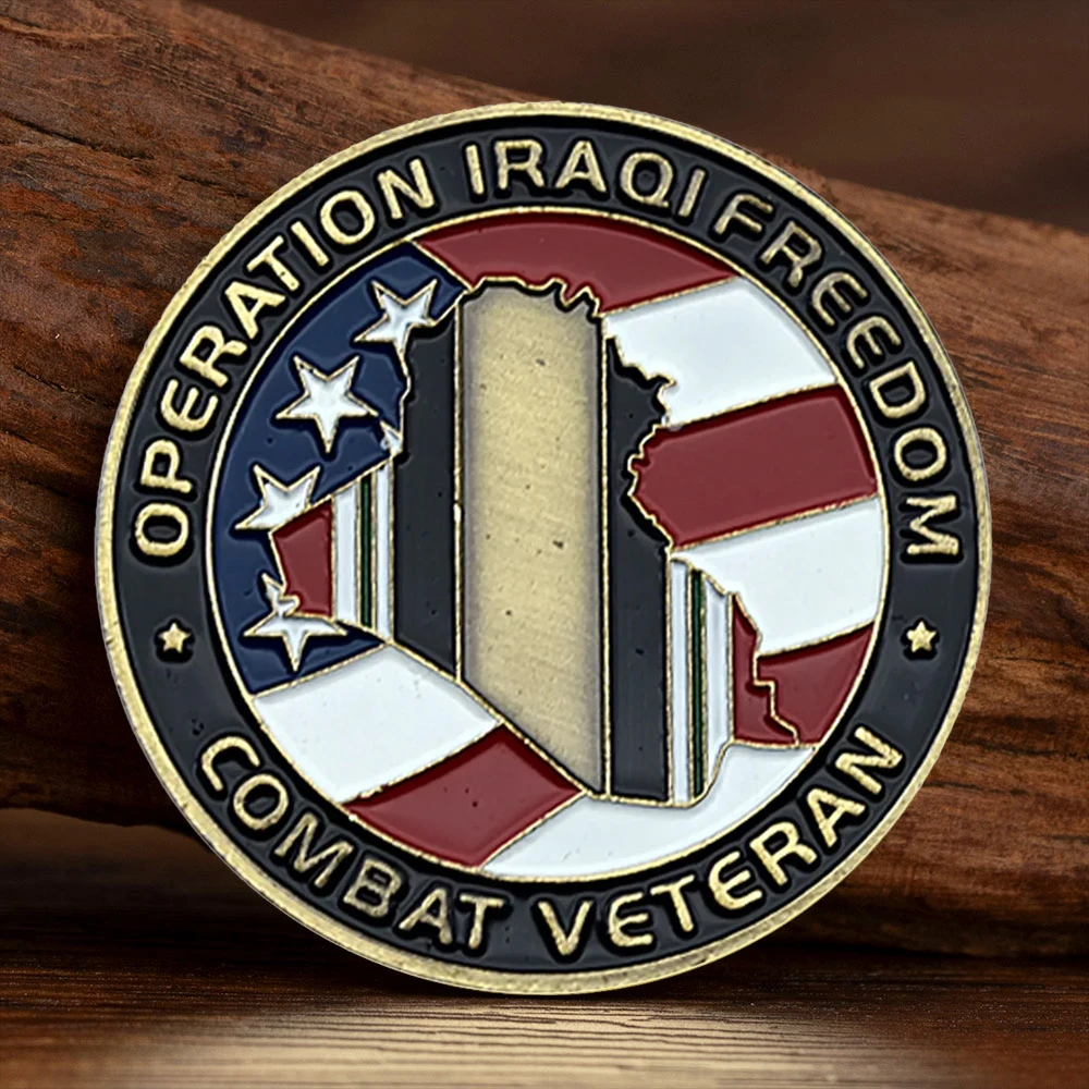 U.S Iraqi War Veteran Bronze Plated Souvenir Coins Operation Iraqi Freedom OIF Commemorative Coin