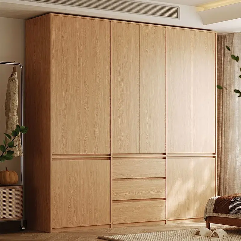 Log wind swing door household bedroom small apartment high-end finished product combination wardrobe