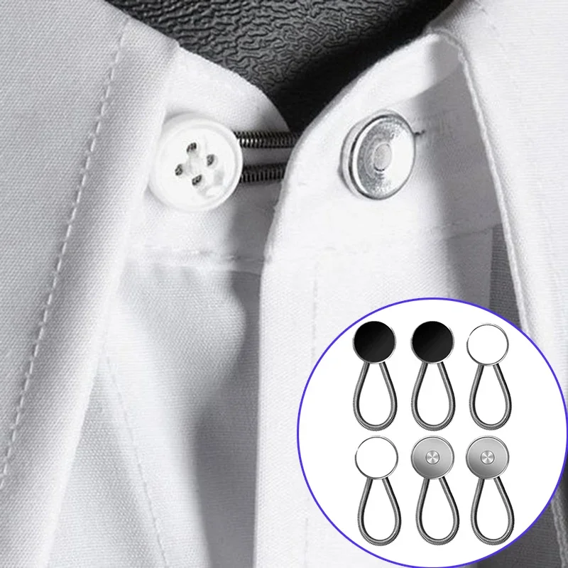 Extensions de col élastiques en métal, 10MM, boutons pour chemise, robe, pantalon, manteau, couture gratuite, extenseur de ceinture