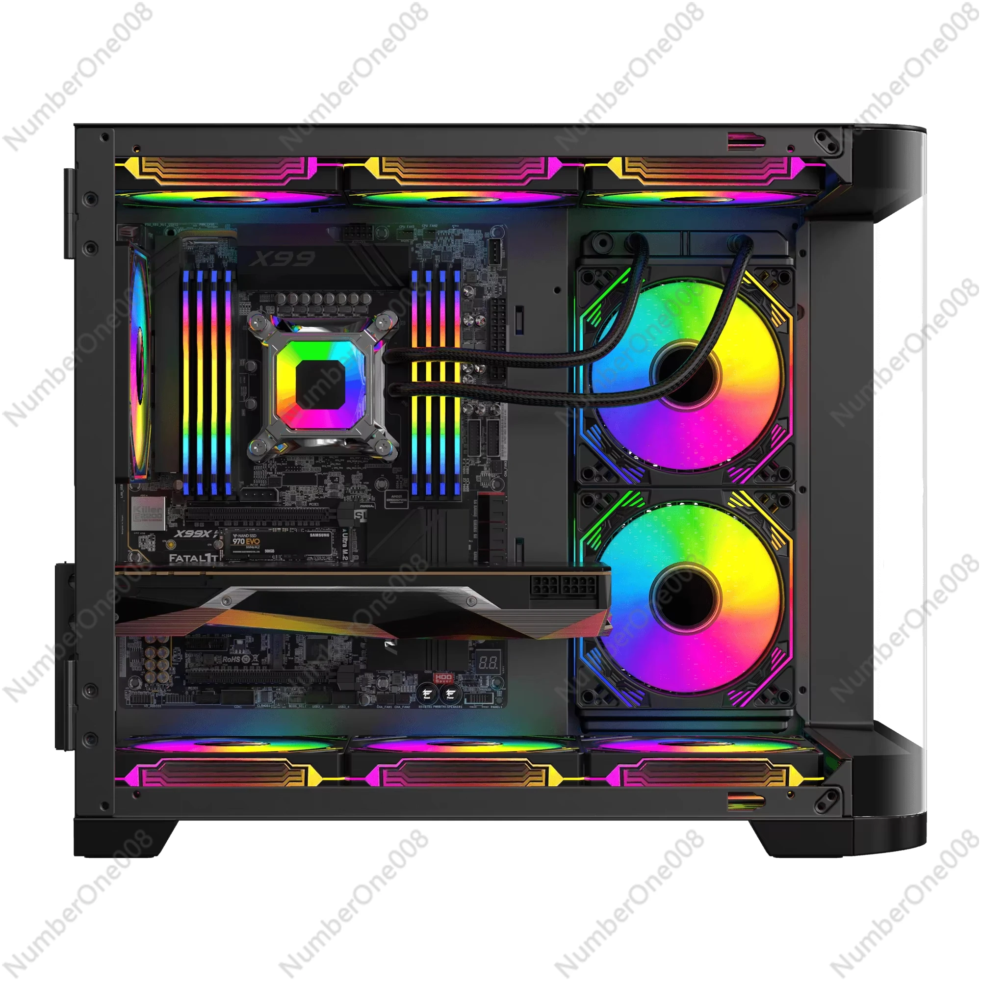 Curved Cube Gaming PC Case, Tempered Glass Mid Tower with High Airflow, Supports Micro-ATX & ITX Motherboards - view 4