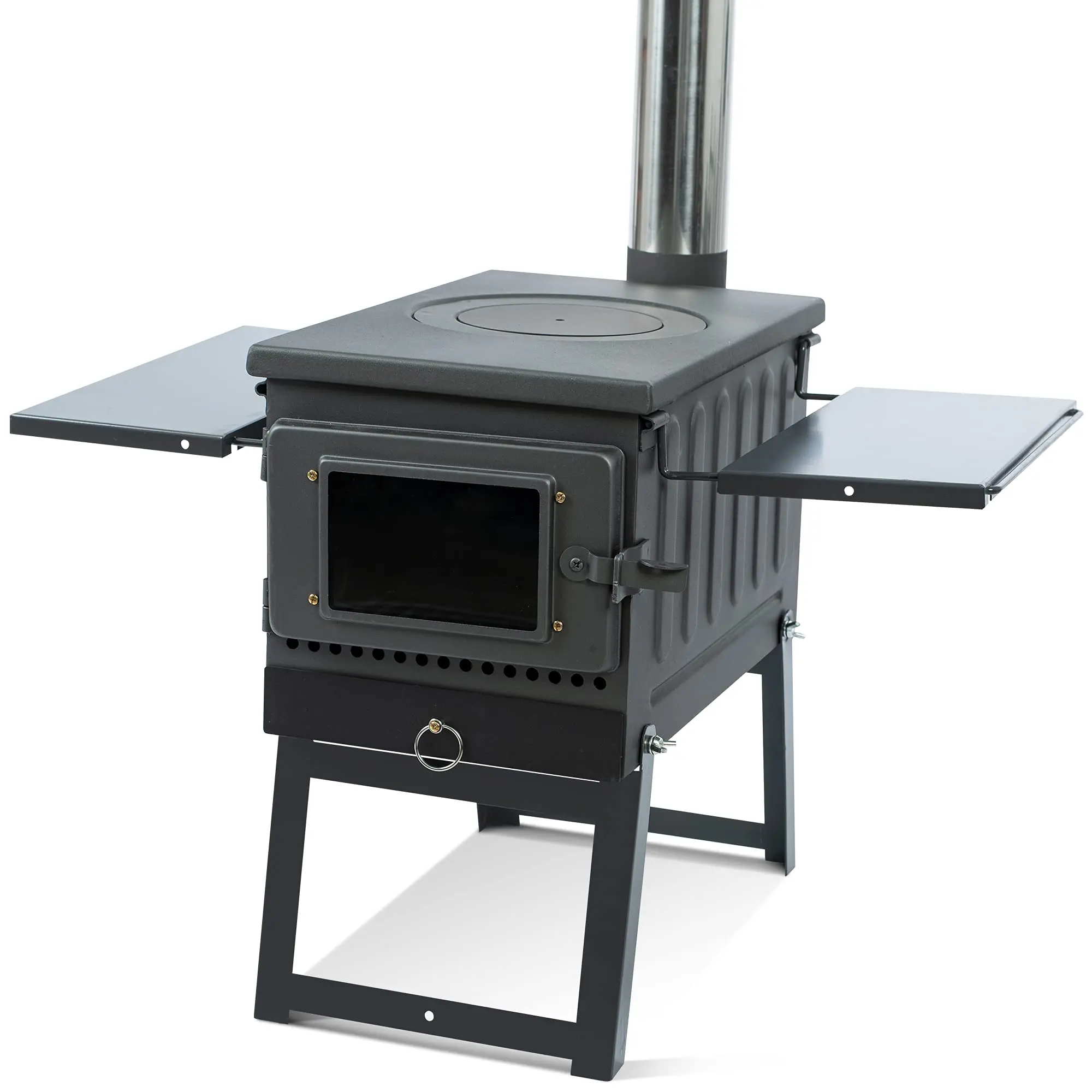 Portable Wood-Burning Camping Grill Firewood BBQ with Cooking Grate and Spark Screen for Outdoor, Backyard, Backpacking