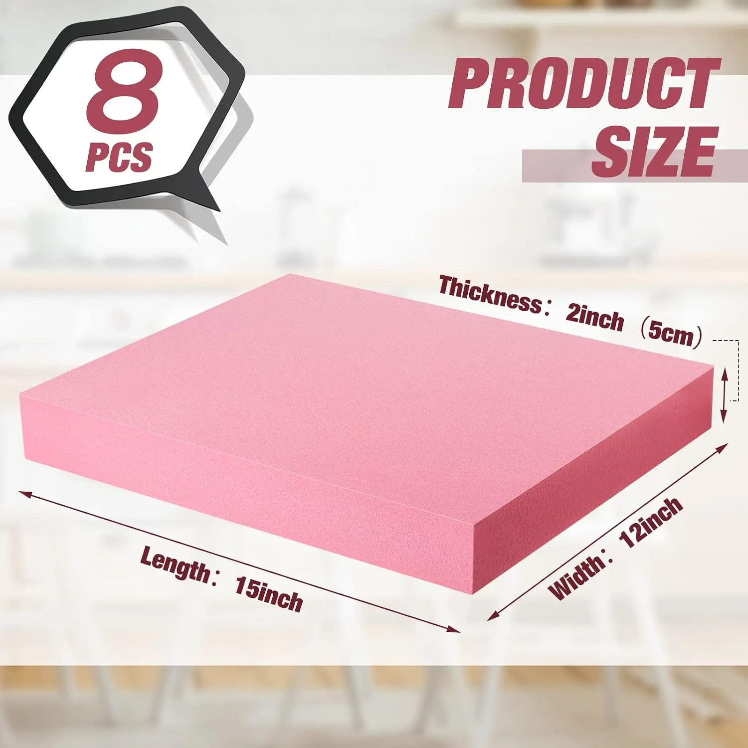 Xps Craft Foam Blocks Polystyrene Sheet Board Foam Rectangle for Arts Crafts Blank DIY Project Party Decor Arts Projects Floral Arrangements Modeling(8 Pcs,15