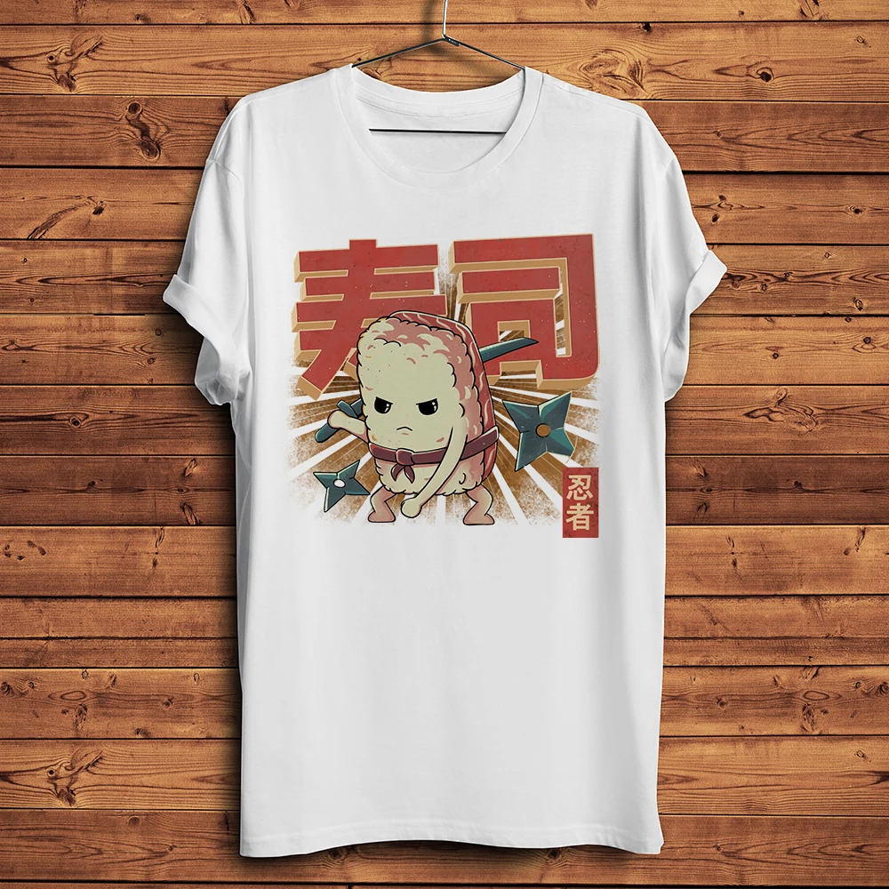 Super sushi ninja Zushi warrior Salmon Nigiri Funny TShirt Men Short Sleeve Casual T shirt Unisex Streetware Homme O-neck Tee