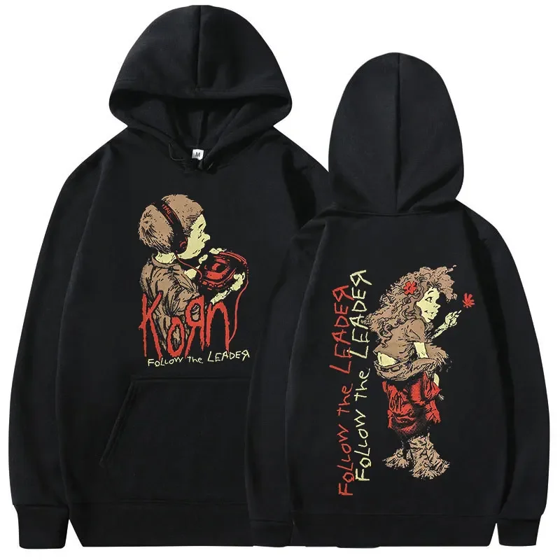 Korn Follow The Leader Walkman Hoodie Metal Gothic Rock Band Hooded Sweatshirts Men Clothing Fashion Vintage Oversized Pullovers