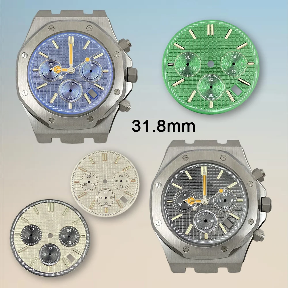 Watch modification parts 31.8mm S Dial Oak Dial Fit VK63 Movement Green Luminous High-Quality Watch Accessories