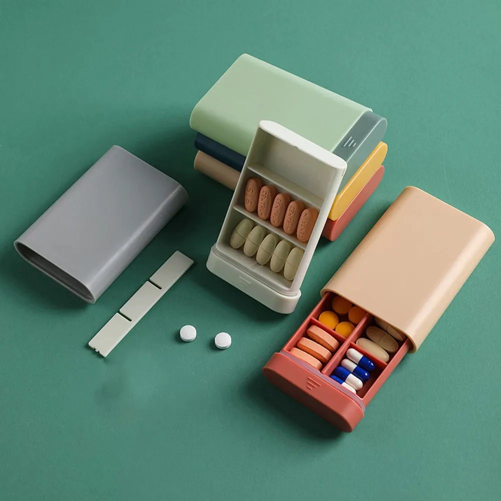 

4Pcs Wear-Resistant Medicine Container ABS Sealed Design Travel Daily Use Organizer Color-Coded Pocket Medicine Case