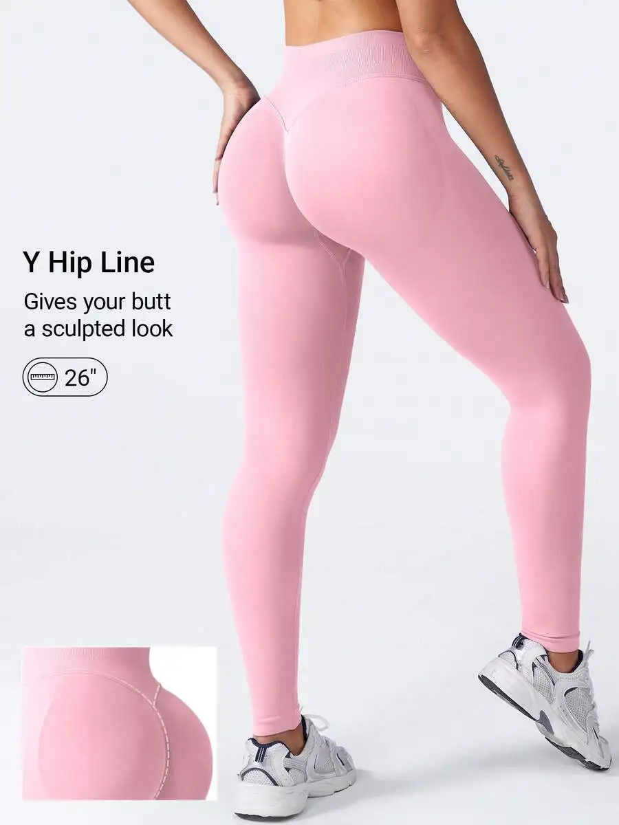 VOYJOY Women Seamless Impact Leggings Scrunch Workout Leggings Medium Waist Tummy Control Butt Lifting Gym Yoga Pants Black