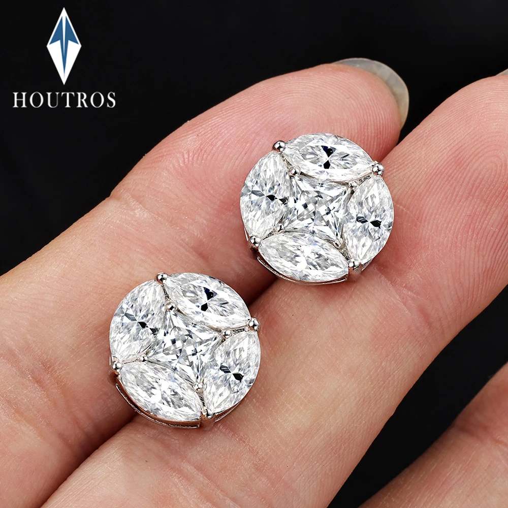 

Женские серьги-гвоздики с муассанитом 3,2CTTW, оригинальные сертифицированные серьги из стерлингового серебра 925 пробы, серьги принцессы и маркизы, ювелирные изделия