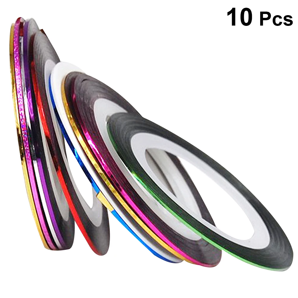 

1Set Nail Art Line Tape Sticker Decals Ten Colors Easy Use Self Adhesive Manicure DIY Tool Nail Art Line Manicure DIY Tool
