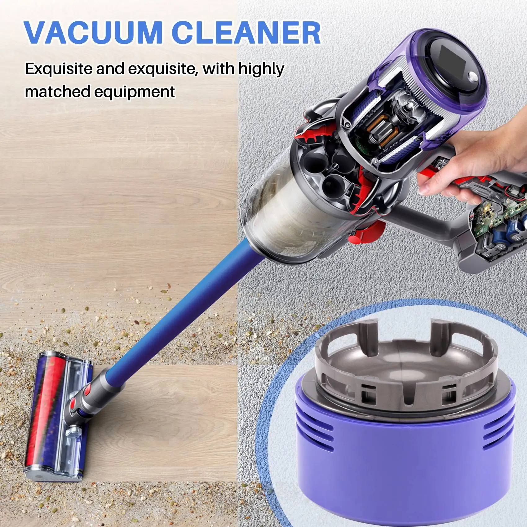 BAAN-Kit Filter Belakang Penutup Belakang Motor untuk Aksesori Penyedot Debu Dyson V7 V8 Filter Belakang Penutup Belakang Motor