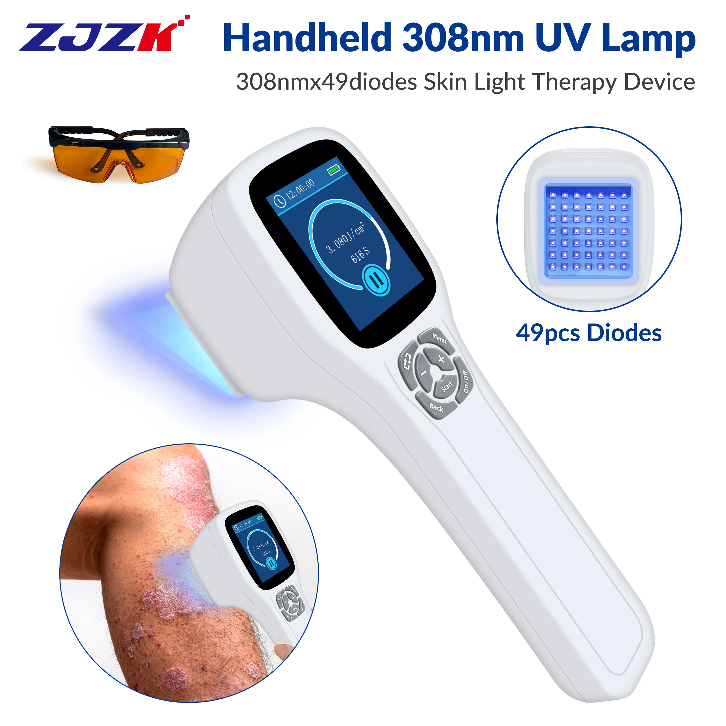 

ZJZK Dermatology Light Philips Nb UVB Light 308nmx49diodes Amber LED For Skin Furuncle Fungal Infectious Skin Disease Freckles