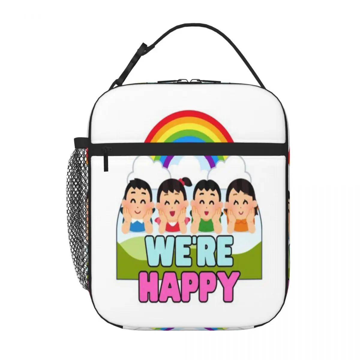 Hot Sale WE RE HAPPY Plant Print Waterproof Lunch Bag Children Outing Cooler Tote