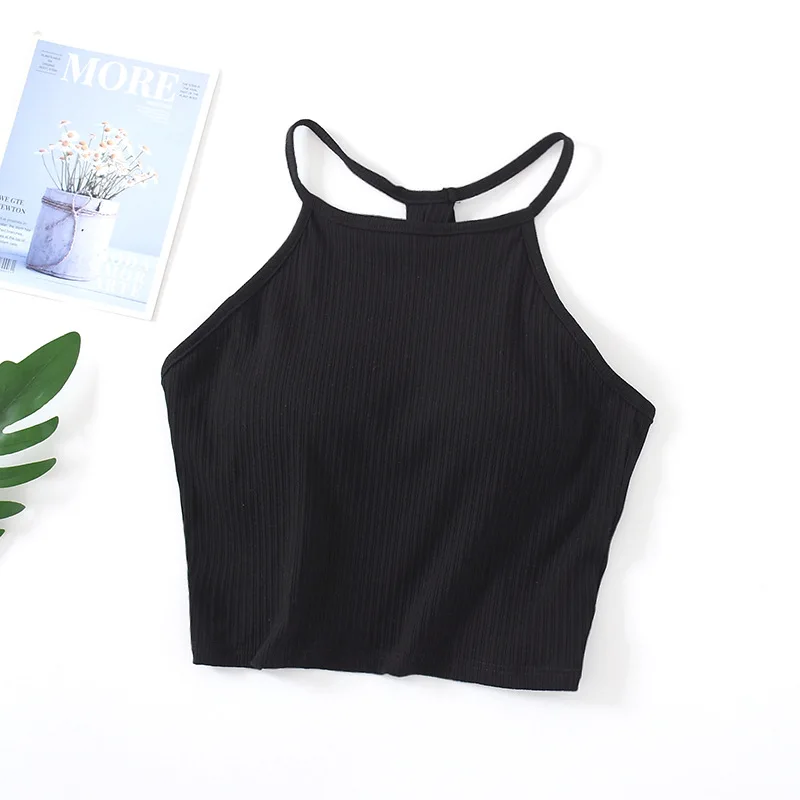 Summer Chest Pad Suspender Vest Female Cotton Bra Short T-Shirt Sexy Sleepwear One Piece Pajamas Tops For Women Nightwear Shirt