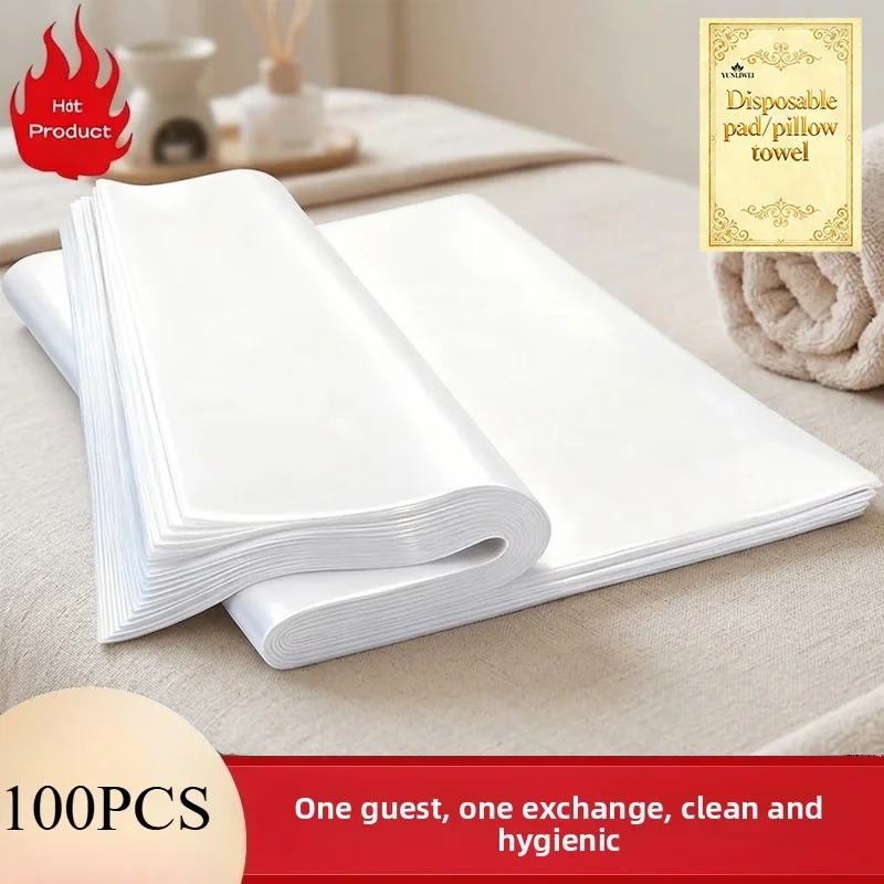 100PCS Disposable Facial Cradle Cover Non-Woven Fabric Disposable Nail Mats Nail Art Table Mats Protector Pedicure Foot Mats