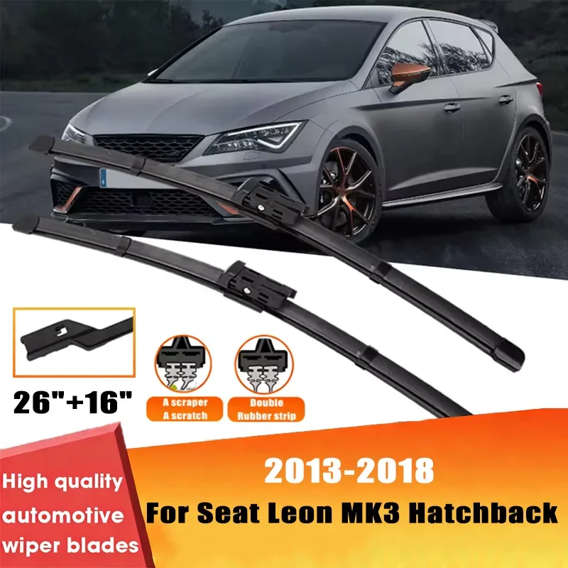 

2pcs Wiper Front Wiper Blades Set For Seat Leon MK3 Hatchback 2013-2018 2014 2015 2016 2017 Windshield Windscreen Window 26"+16"