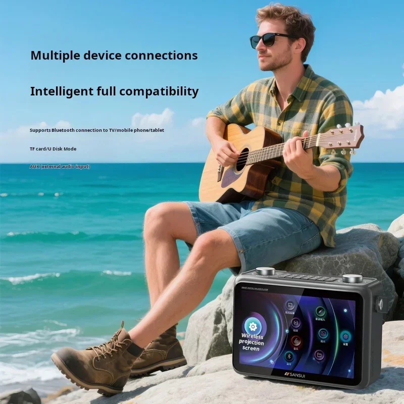 SANSUI K115 سمّاعات بلوتوث مشغل فيديو 80 واط مكبر صوت رقص مربع محمول مع شاشة عرض شبكة تلفزيون متنقل نفس الشاشة