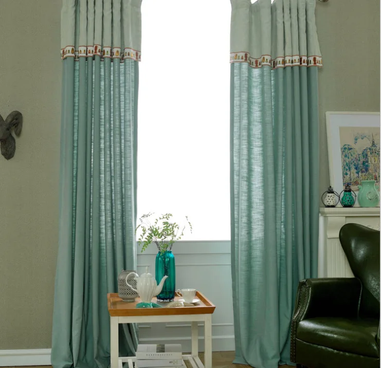 Double Sided Monochromatic Curtains for Living Room Bedroom Simplicity Linen Cotton, Balcony, Blackout Curtains, American Style