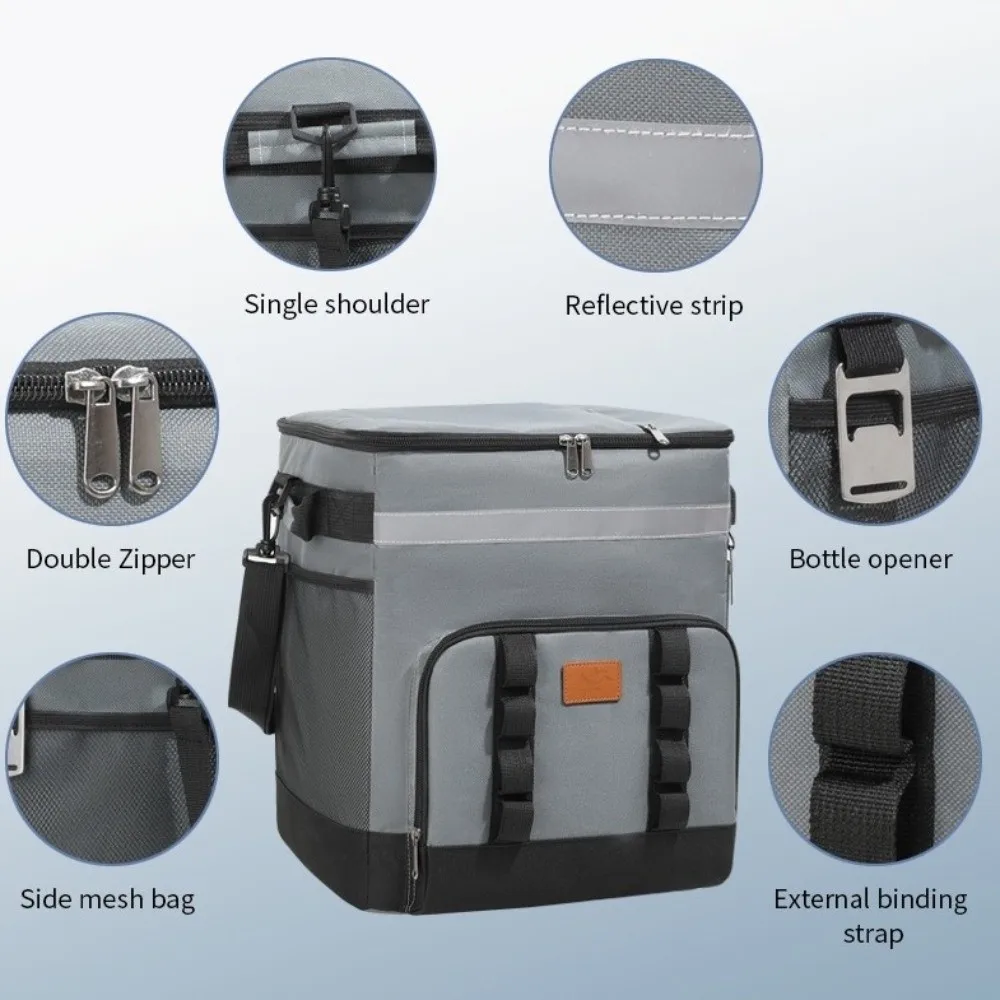 Borsa termica termica con rotelle Doppi strati con tracolla Borsa da picnic con tirante Borsa da picnic con carrello da picnic addensato di grande capacità