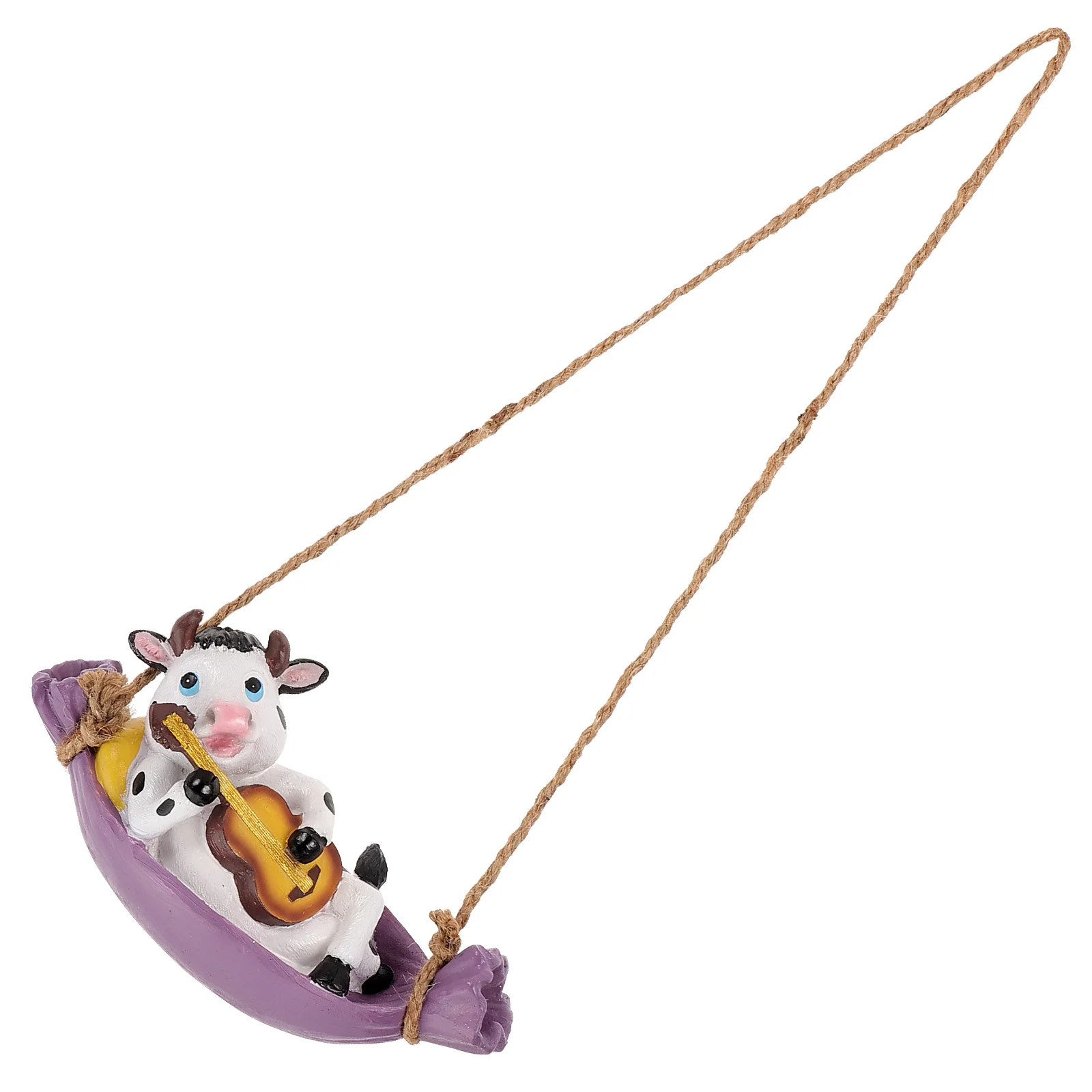 

Cow Playing Guitar Statue Hanging Garden Ornament Resin Lawn Decor For Yard Tree Patio Outdoor Indoor Decoration